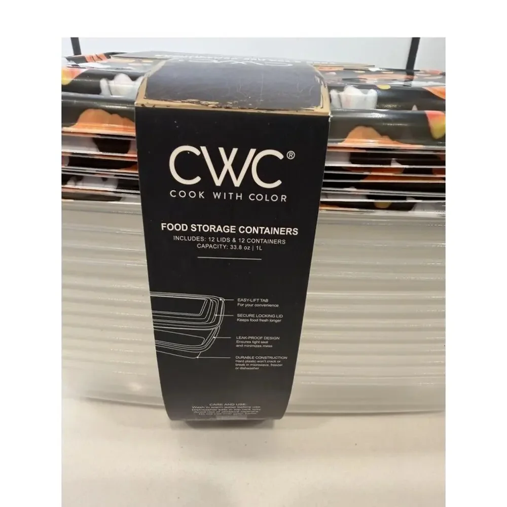 CWC Halloween Food Storage 33.8 oz. Containers/ Lids Set 12 NEW Ghosts Candy